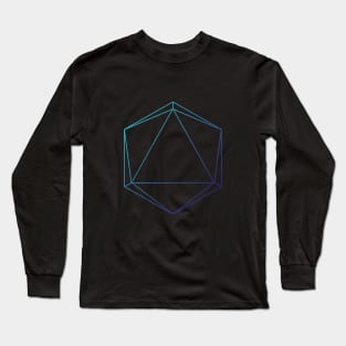 D20 Roleplaying Die Icosahedron Line-Art Blue Long Sleeve T-Shirt